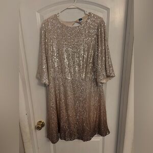 Sequin Dress with Elbow-Length Sleeves